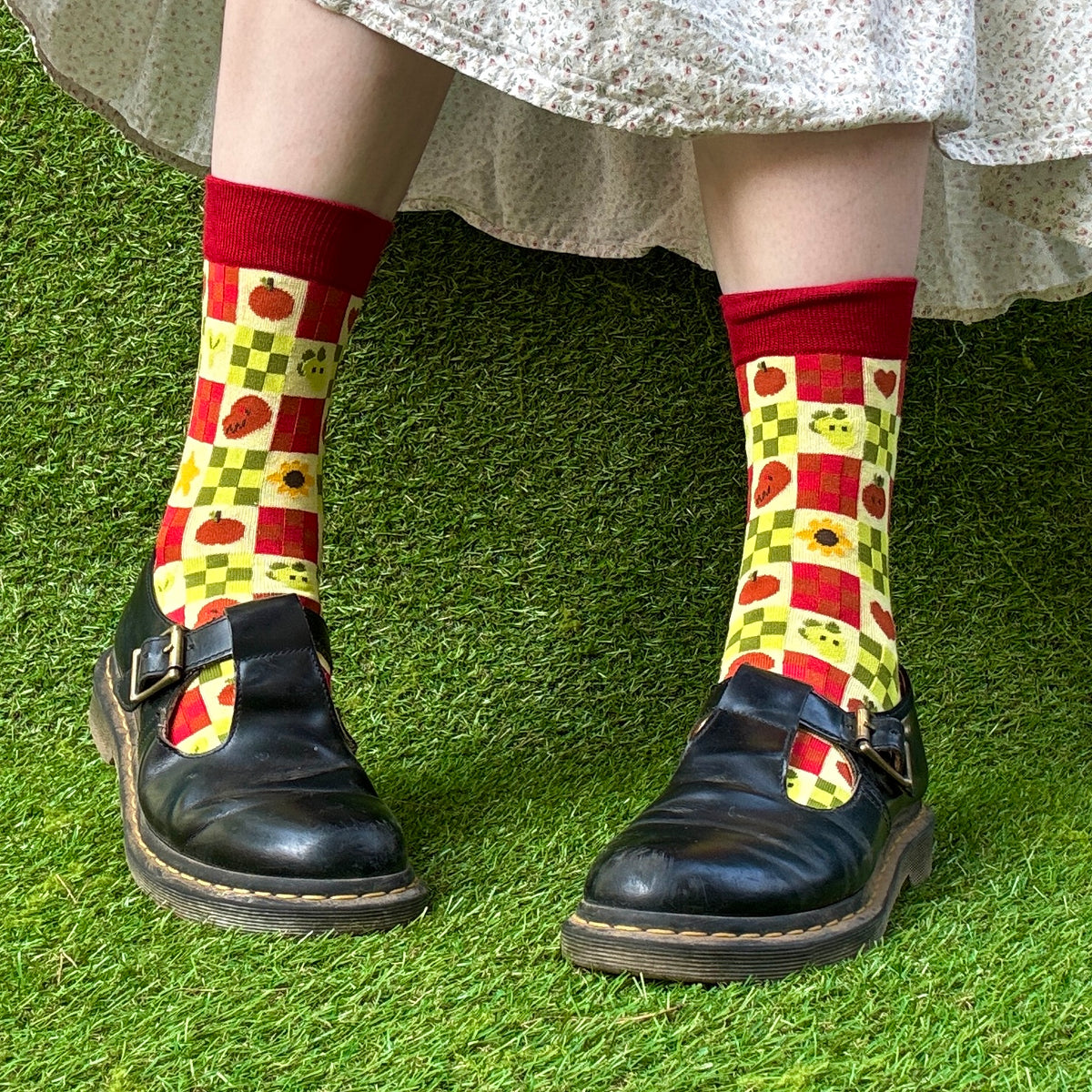 Socks - Carreaux X Dinos (ÉDITION POMMES FÂCHÉES)