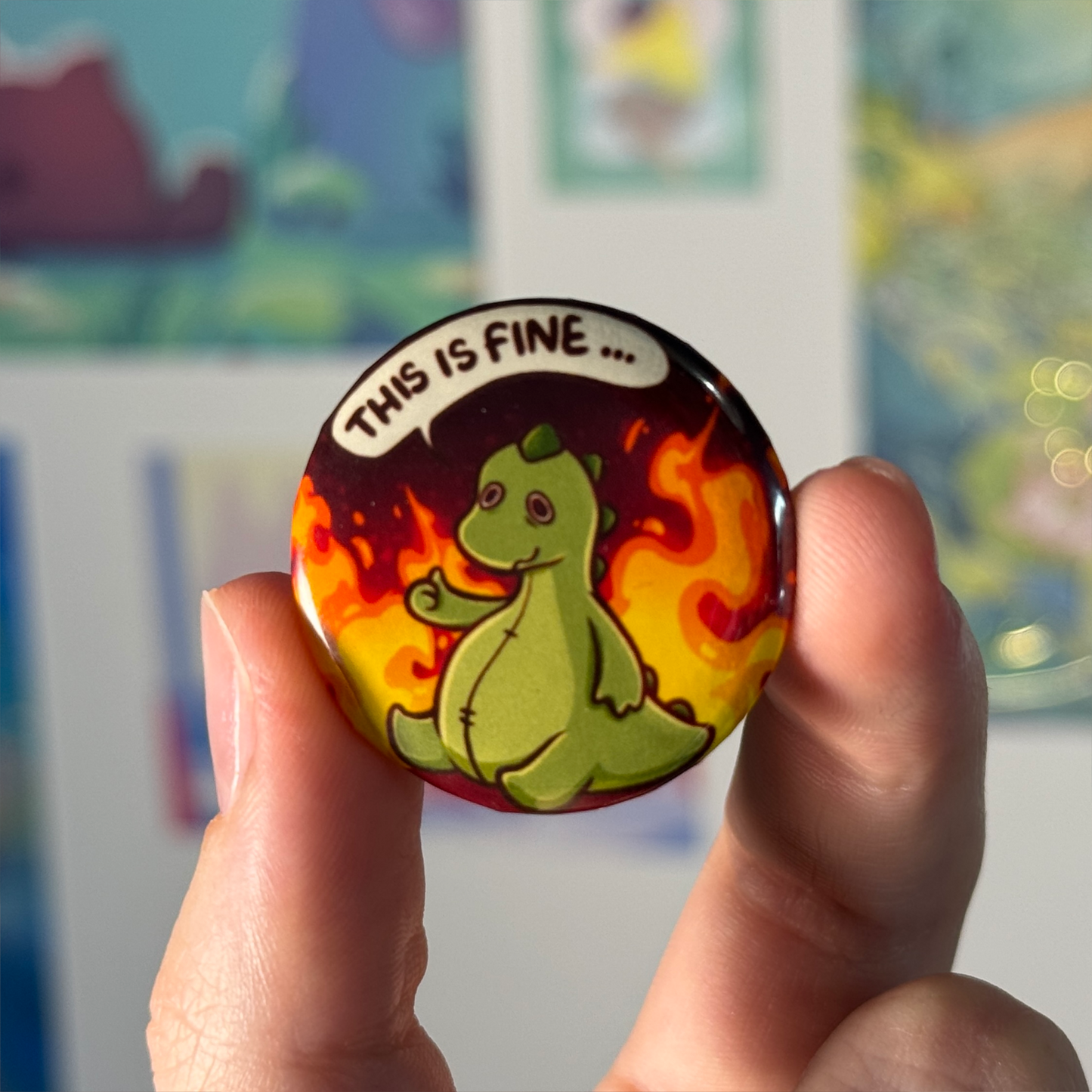 Dino "This is fine" - Badge Medium