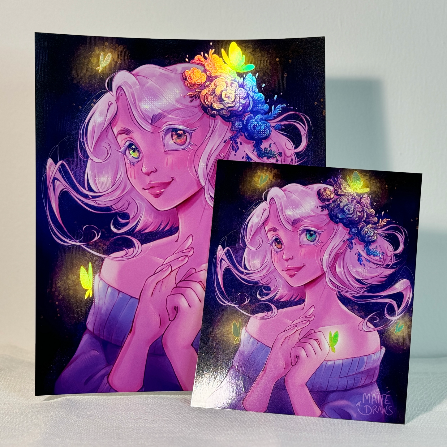 Gold Butterflies - Holographic print