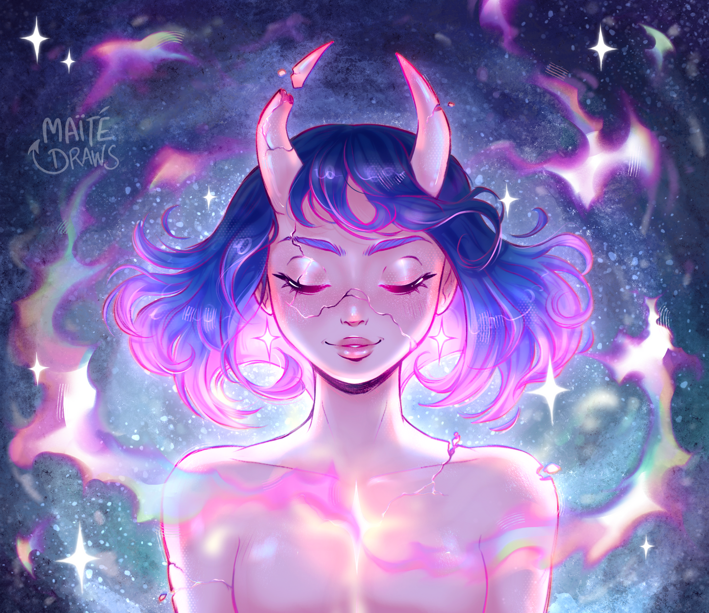 Crackled Demoness - Print