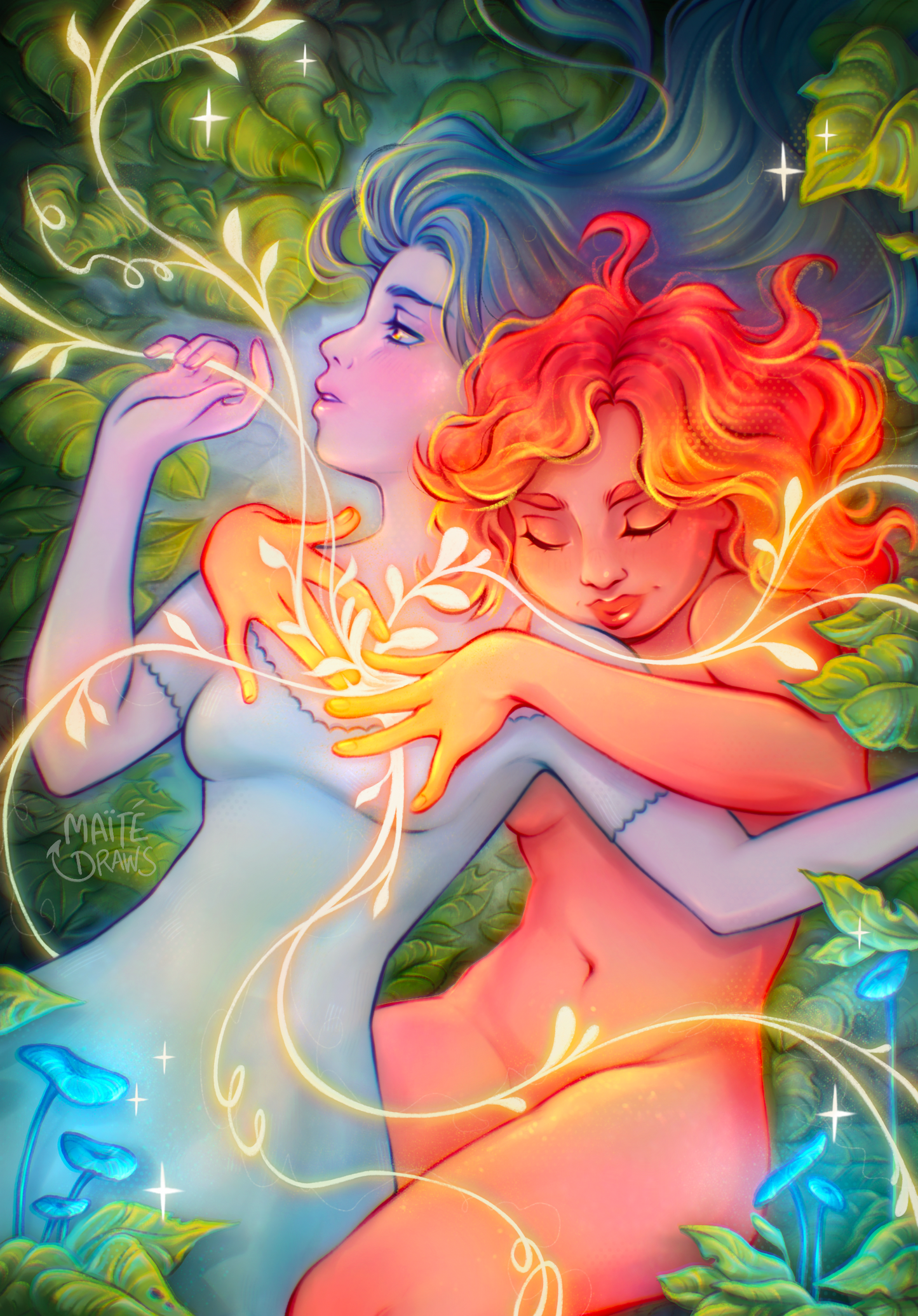 Red and Blue Girls - Print