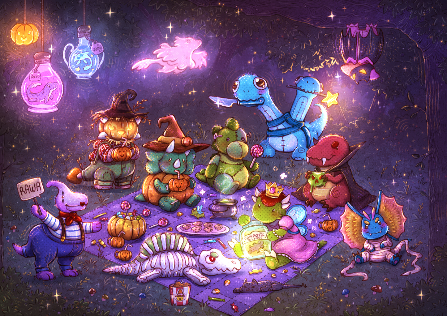 Halloween Dinosaurs - Print