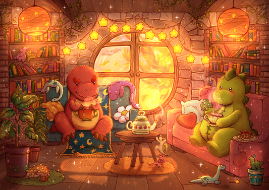 Concombre & Hugo in the Living Room - Print