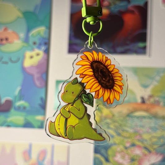 Dino Concombre & Sunflower - Keychain