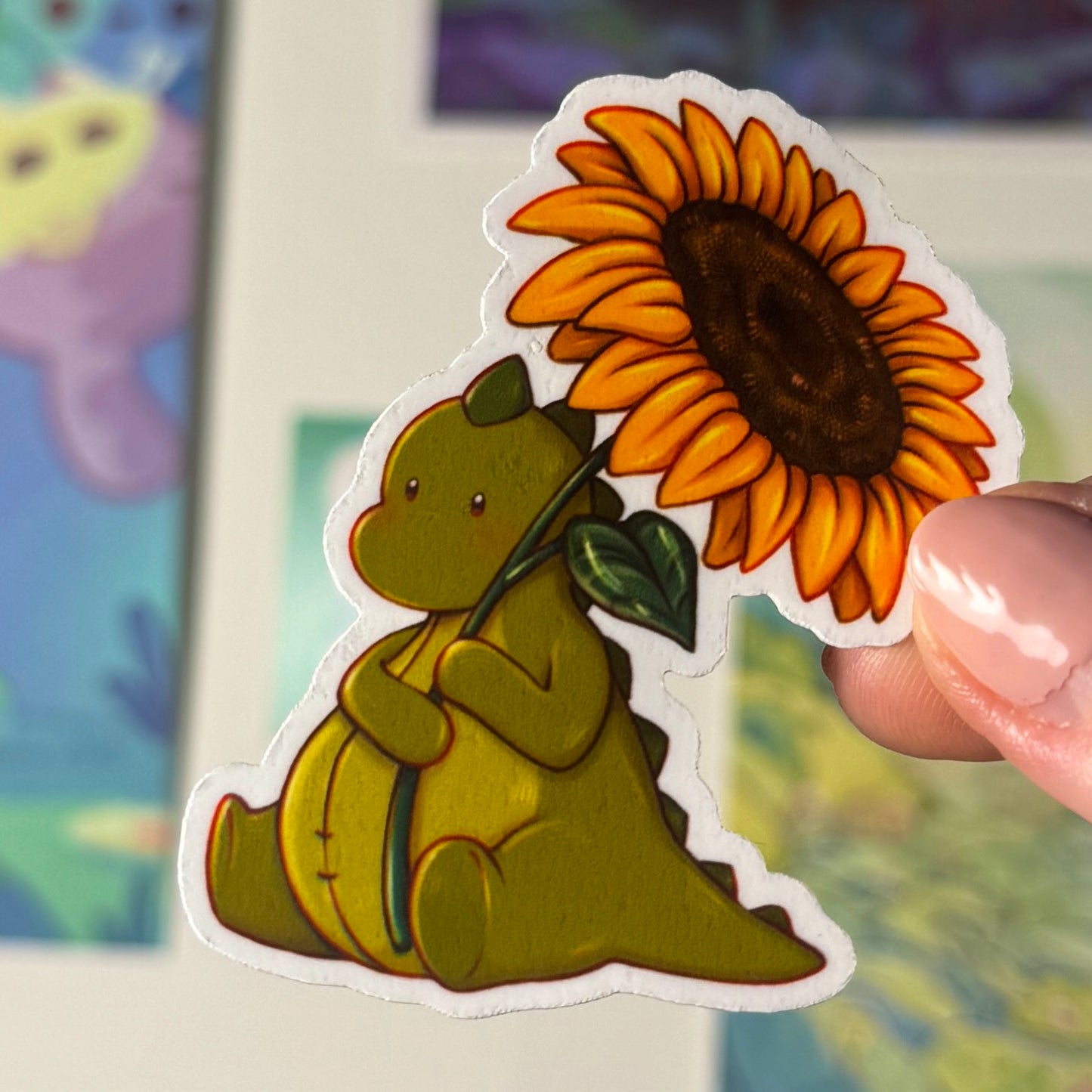 Dino Concombre & Sunflower - Sticker